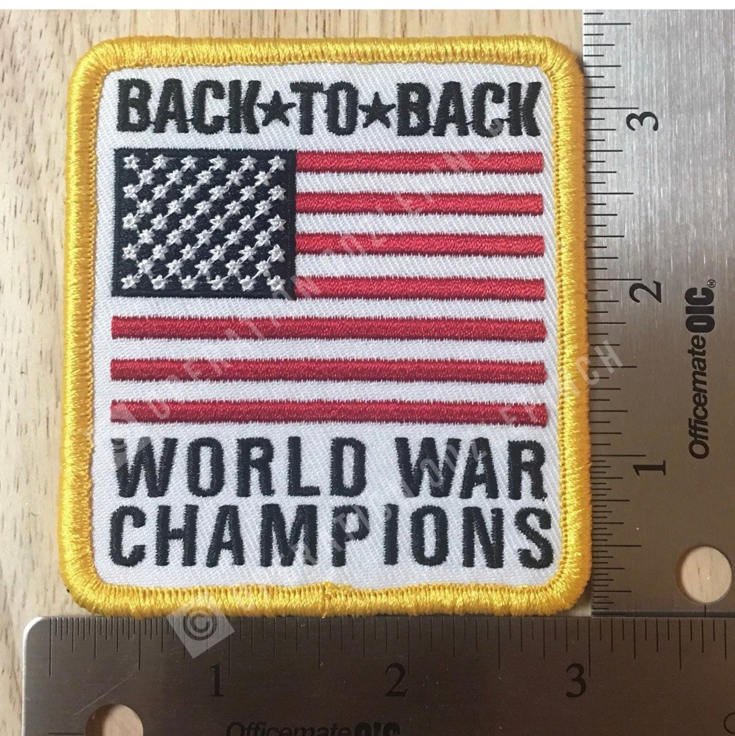 Back to Back World War Champions Espirit De Corp Patch