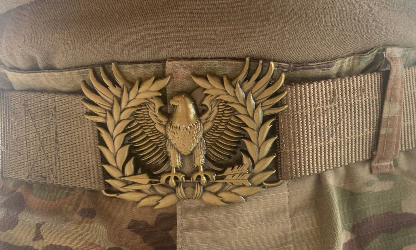 Warrant Officer Eagle Rising Belt Buckle with or without Nylon Rigger belt