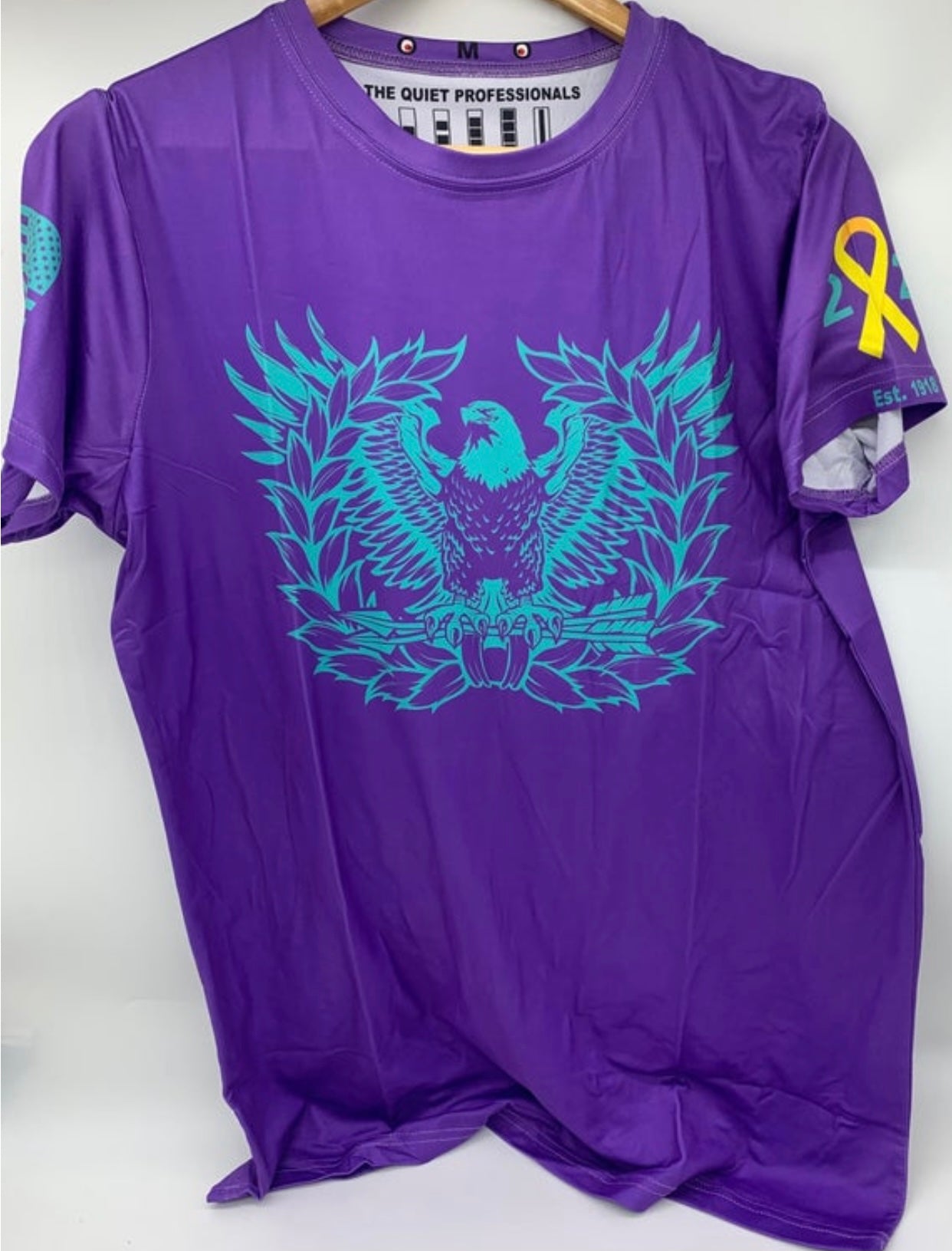 Suicide Prevention Awareness/Breast Cancer Awareness Warrant Officer Eagle Rising Chief Fit Wicking T-shirt